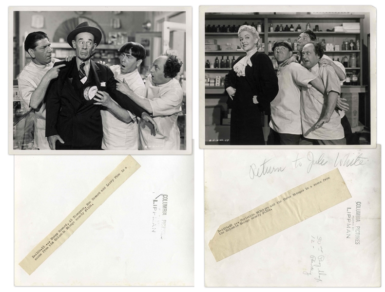 Lot of Twenty 10 x 8 Photos With Shemp as Third Stooge -- From Various Three Stooges Films -- 19 Glossy Photos, 1 Matte Finish -- Very Good Condition